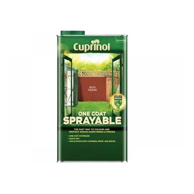 Cuprinol 5355974 One Coat Sprayable Fence Treatment Rich Cedar 5 Litre