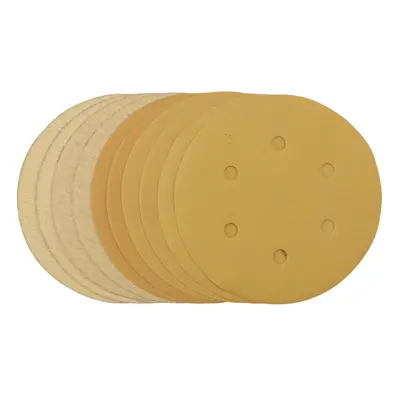 Draper 64284 Gold Sanding Discs With Hook & Loop 150Mm Assorted Grit - 120G 180G 240G 320G 400G 