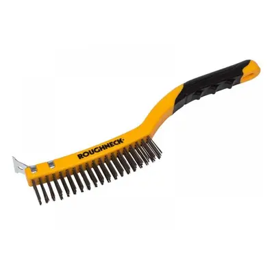 Roughneck 52-032 Stainless Steel Wire Brush Soft Grip With Scraper 355Mm (14In) - 3 Row