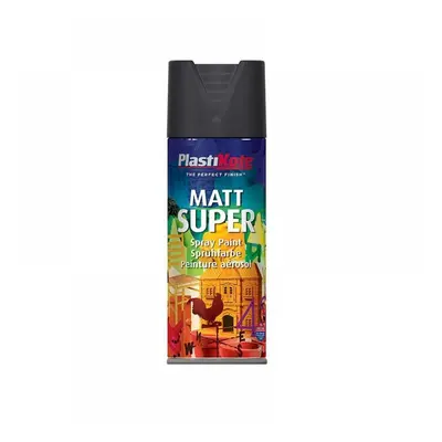 Plastikote 011102 Matt Super Spray Black 400Ml