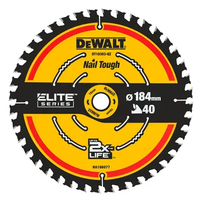 Dewalt Dt10303 Elite Circular Saw Blade Nail Tough 184Mm X 16Mm 40T