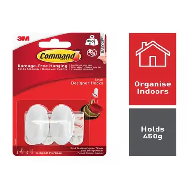 Command™ 17082 Small White Designer Hooks (Pack 2)