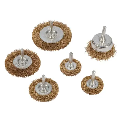 Silverline 993067 Brassed Steel Wire Wheel & Cup Brush Set 6Pce 6Pce Each 1