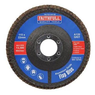 Faithfull Aluminium Oxide Flap Disc 115 X 22Mm 120 Grit