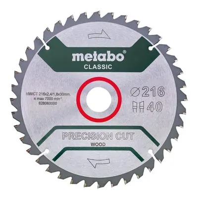 Metabo Precision Cut Wood Circular Saw Blade 216 X 30Mm X 40T 628060000