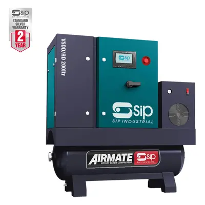 Sip 08269 Vsdd/Rdf 7.5Kw 8Bar 200Ltr 400V Rotary Screw Compressor With Dryer & Filter