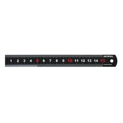 Faithfull Matt Black Stainless Steel Measuring Rule 150Mm