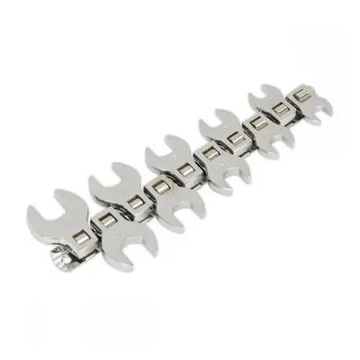 Sealey S0866 Crowfts Foot Open-End Spanner Set 10Pc 3/8inSq Drive Metric