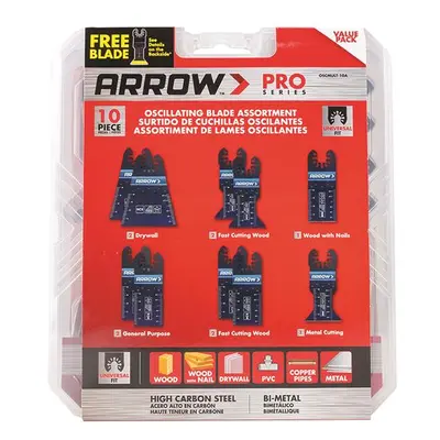 Arrow OSCMULT-10A Oscillating Multi-Tool Blade Assortment Set 10 Piece