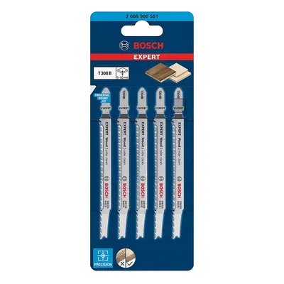 Bosch T308B Expert ftWood 2-Side Cleanft Jigsaw Blades (5 Pack)