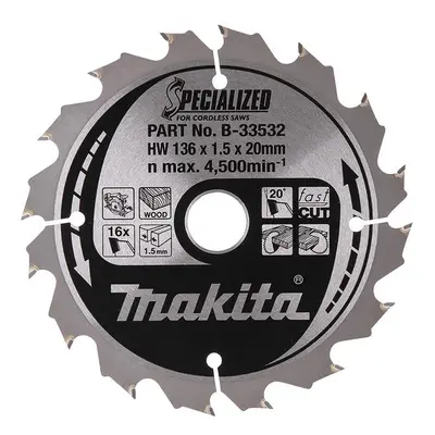 Makita B-33532 B-33532 Specialized For Cordless Saws Blade 136 X 20Mm X 16T