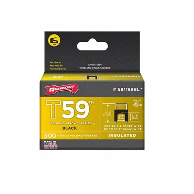 Arrow A591189BL T59 Insulated Staples Black 8 X 8Mm (Box 300)