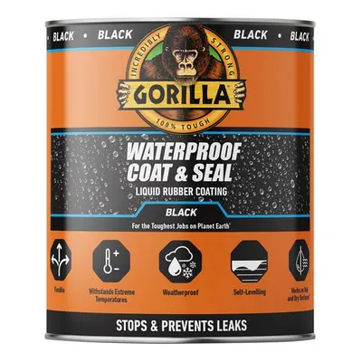 Gorilla Glue Waterproof Coat & Seal Liquid Rubber Coating Black 946Ml 114558