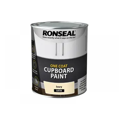 Ronseal 37491 One Coat Cupboard Paint Ivory Satin 750Ml