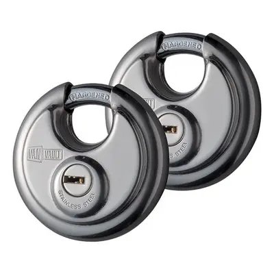 Van Vault S10028 Stainless Steel Disc Padlock Twin Pack 70Mm Each 1