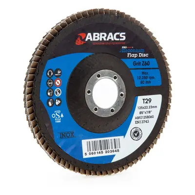 Abracs Abfz125B060 Zirconium Flap Disc With Dpc Centre 125Mm X 22.23Mm 60 Grit