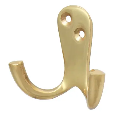 Timco Double Robe Hook - Polished Brass TIMpac 1 200808P