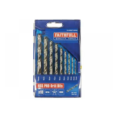 Faithfull Professional Hss Jobber Drill Bit Set 10 Piece (1 - 10Mm)