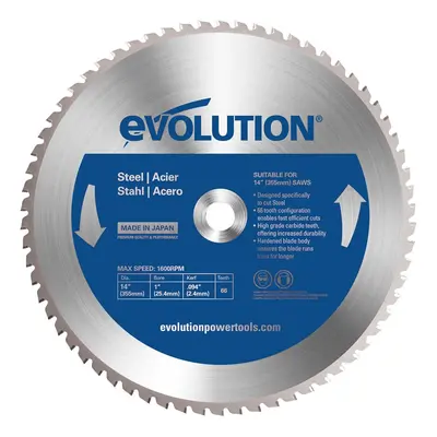 Evolution M355Tct-66Cs Circular Saw Blade For Steel 355 X 25.4Mm X 66T