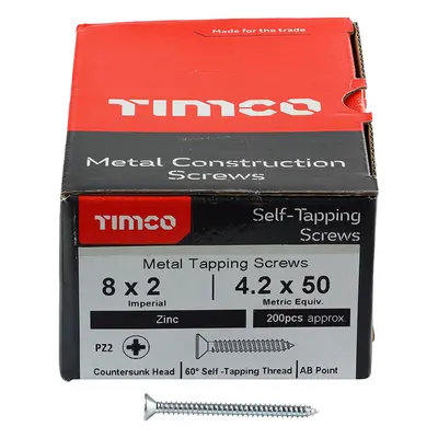 Timco Self-Tapping Screws - Pz - Countersunk - Zinc Box 200 00082CCAZS