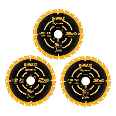 Dewalt Dt10399 Extreme Framing Circular Saw Blades For Wood 190 X 30Mm X 24T (Pack Of 3)