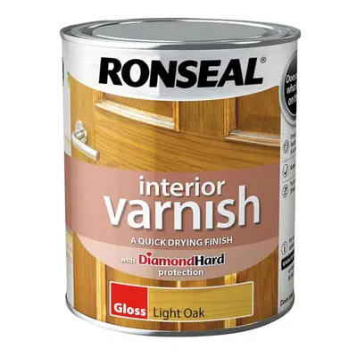 Ronseal 39431 Interior Varnish Quick Dry Gloss Light Oak Gloss 750Ml