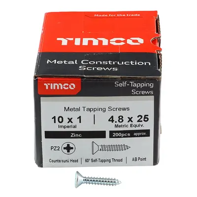 Timco Self-Tapping Screws - Pz - Countersunk - Zinc Box 200 00101CCAZS