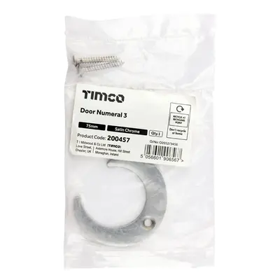 Timco Door Numeral 3 - Satin Chrome Bag 1 200457