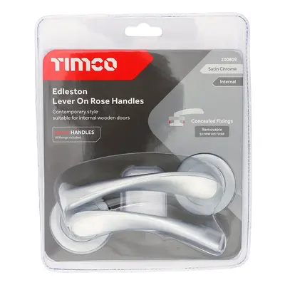 Timco Edleston Lever On Rose Handles - Satin Chrome Blister Pack 1 200809