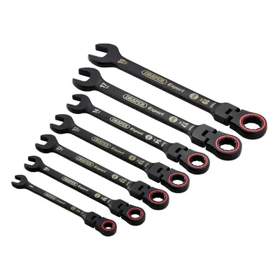 Draper Expert Hi-Torq® Metric Flexible Head Ratchet Combination Spanner Set Black (7 Piece) set 