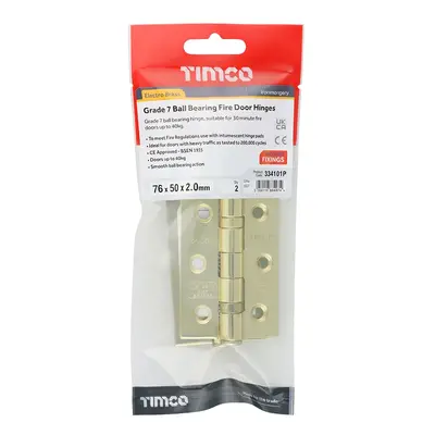 Timco Grade 7 Ball Bearing Fire Door Hinges - Electro Brass TIMpac 1 334101P