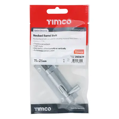 Timco Necked Barrel Bolt - Satin Chrome TIMpac 1 200367P