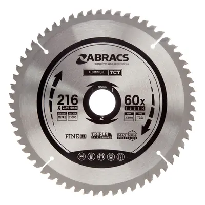 Abracs Tcta21660 Tct Circular Saw Blade For Aluminium 216 X 30Mm X 60T