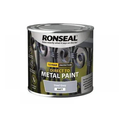 Ronseal 39189 Direct To Metal Paint Steel Grey Matt 250Ml