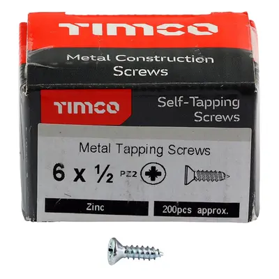 Timco Self-Tapping Screws - Pz - Countersunk - Zinc Box 200 00612CCAZS