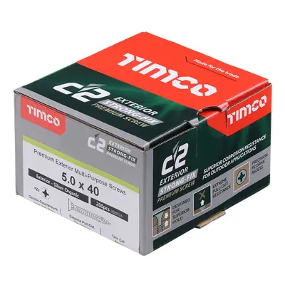 Timco C2 Exterior Strong-Fix - Pz - Double Countersunk With Ribs - Twin-Cut - Silver Box 200 500