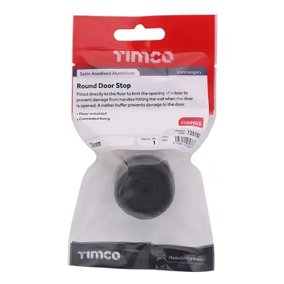 Timco Round Door Stop - Satin Anodised Aluminium TIMpac 1 725182