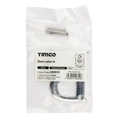 Timco Door Letter B - Polished Chrome Bag 1 200353