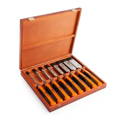 Bahco 424P-S8-Eur Bevel Edge Chisel Set 8 Piece In Wooden Box