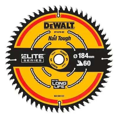 Dewalt Dt1670 Elite Circular Saw Blade Nail Tough 184Mm X 16Mm 60T