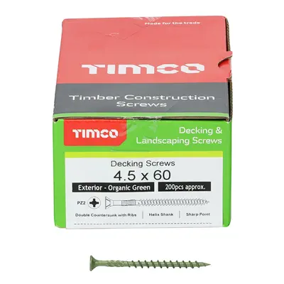 Timco Decking Screws - Pz - Double Countersunk - Exterior - Green Box 200 60TDECK