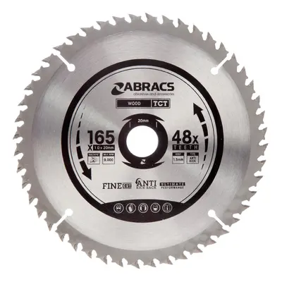 Abracs Tctc16548 Tct Cordless Circular Saw Blade For Wood 165 X 20Mm X 48T