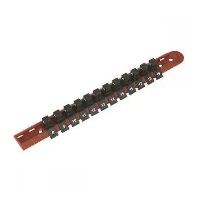 Sealey AK3812 Socket Retaining Rail With 12 Clips 3/8inSq Drive