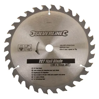 Silverline 633507 Tct Nail Blade 30T 190 X 16 - No Rings Each 1