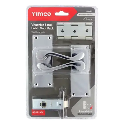 Timco Victorian Scroll Latch Door Pack - Polished Chrome Blister Pack 1 200627