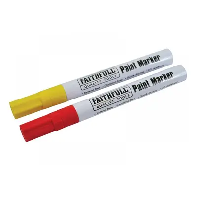 Faithfull Paint Marker Pen Yellow & Red (Pack 2)