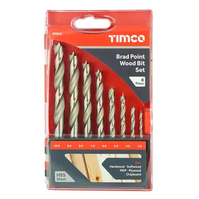 Timco Brad Point Wood Bit Set Case 8 BP8DS