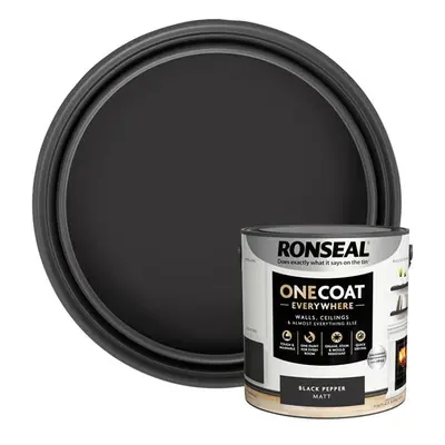 Ronseal One Coat Everywhere Interior Paint Black Pepper Matt 2.5 Litre KCB.7015103.12904.76