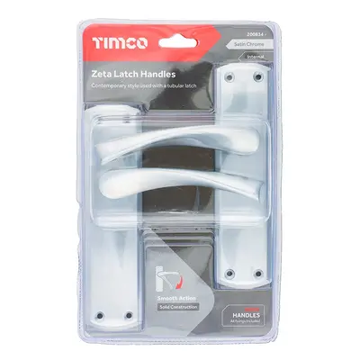 Timco Zeta Latch Handles - Satin Chrome Blister Pack 1 200834