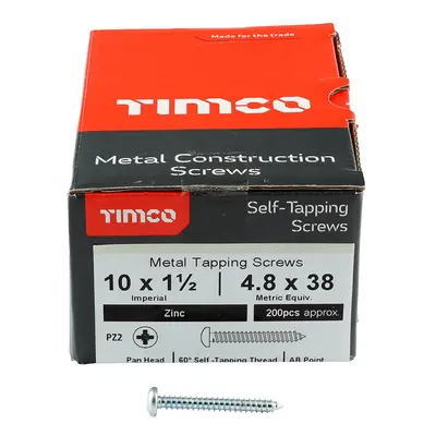 Timco Self-Tapping Screws - Pz - Pan - Zinc Box 200 10112CPAZS